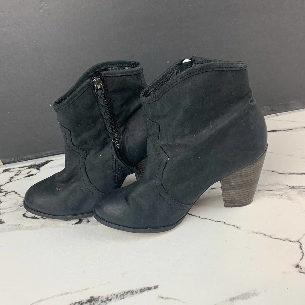 Aldo Black Duster Ankle Booties Zip Size Heeled Boots 8.5 - Picture 2 of 6